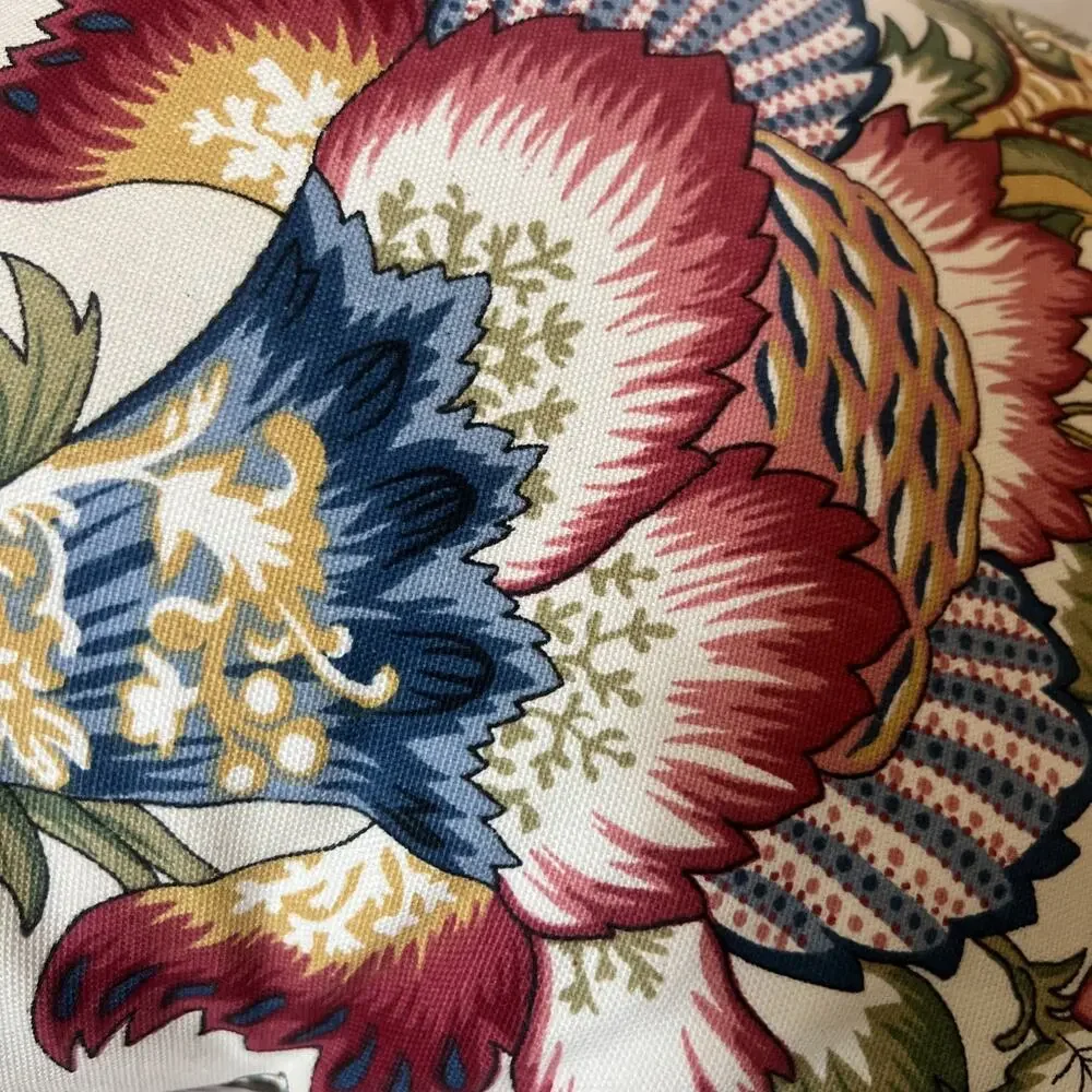 Custom Jacobean Floral Pillows Pair 18” 12” English Country Designer Fabric